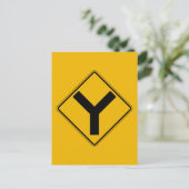 Y-Symbol, Verkehrswarnzeichen, USA Postkarte (Stehend Vorderseite)