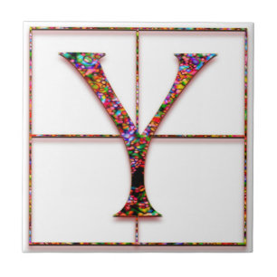 Y Trajanus Red Custom Monogram Tile Fliese