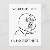 Y U NO - Vertikale Postkarte (Vorderseite)