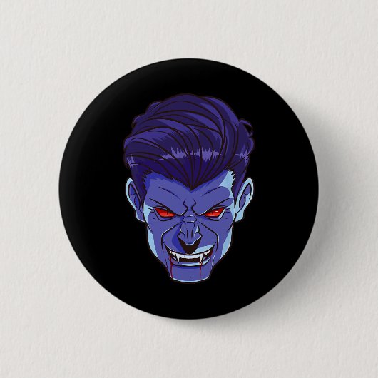 Y Vampire Halloween Monster Face Beängstigend Fang Button (Vorderseite)