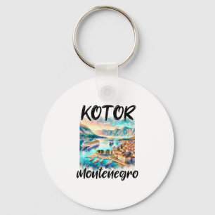 Y Von Kotor Montenegro Kreuzfahrtschiff Wasserfarb Schlüsselanhänger