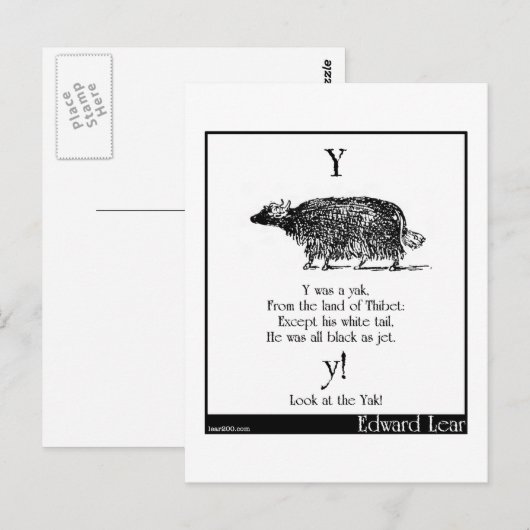 Y war ein Yak Postkarte (Vorne/Hinten)