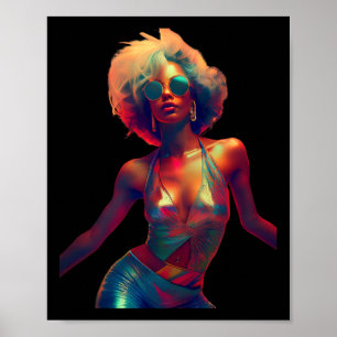 Y Women Dance in Night Club 70er 80er Disco Retro  Poster