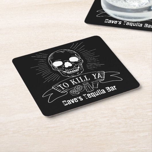 Ya Funny Tequila Drinker Grunge Skull töten Rechteckiger Pappuntersetzer (angewinkelt)