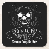 Ya Funny Tequila Drinker Grunge Skull töten Rechteckiger Pappuntersetzer (Vorderseite)