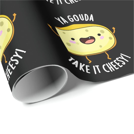 Ya Gouda nehmen es Cheesy Funny Cheese Pun Dark BG Geschenkpapier (Rolleneckpunkt)