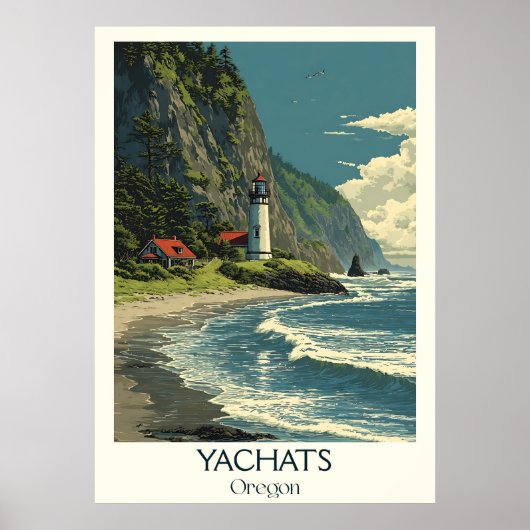 Yachats Oregon Vintag Coaston Beach Art Poster (Vorne)