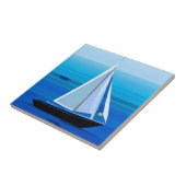 Yacht auf See, Cobalt Blue Fliese (Seite)