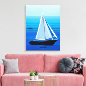 Yacht auf See, Cobalt Blue Leinwanddruck (Insitu (Wohnzimmer))