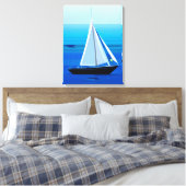 Yacht auf See, Cobalt Blue Leinwanddruck (Insitu (Schlafzimmer))