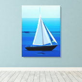 Yacht auf See, Cobalt Blue Leinwanddruck (Insitu (Holzboden))