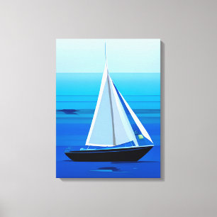 Yacht auf See, Cobalt Blue Leinwanddruck