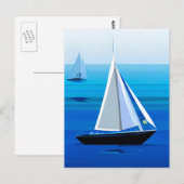 Yacht auf See, Cobalt Blue Postkarte (Vorne/Hinten)