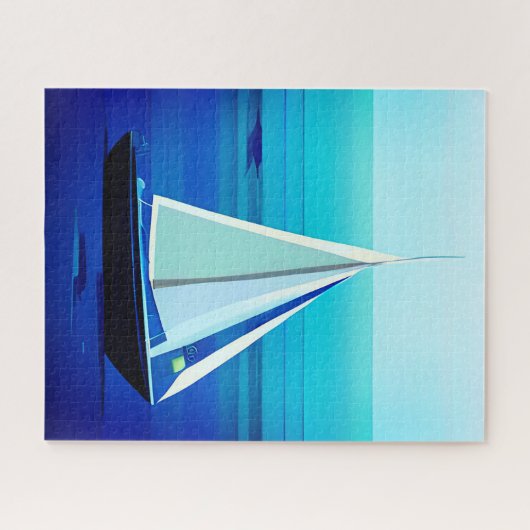 Yacht auf See, Cobalt Blue Puzzle
