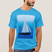 Yacht auf See, Cobalt Blue T-Shirt (Vorderseite)