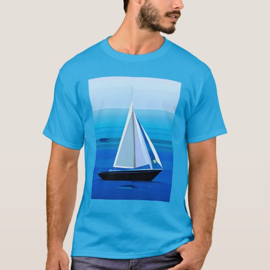Yacht auf See, Cobalt Blue T-Shirt (Vorderseite)