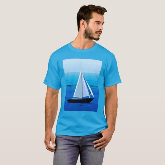 Yacht auf See, Cobalt Blue T-Shirt (Vorne ganz)