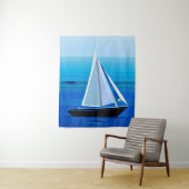 Yacht auf See, Cobalt Blue Wandteppich (Beispiel)