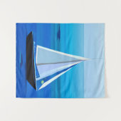 Yacht auf See, Cobalt Blue Wandteppich (Vorderseite (Horizontal))