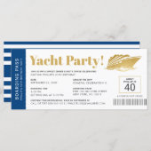 Yacht Boat Cruise Birthday Ticket Einladung (Vorne/Hinten)