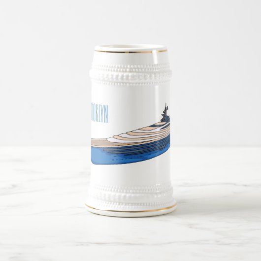 Yacht-Cartoon Bierglas (Mittel)