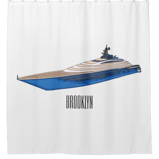 Yacht-Cartoon Duschvorhang (Vorderseite)