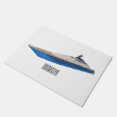 Yacht-Cartoon Fußmatte (Schrägansicht)