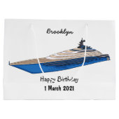 Yacht-Cartoon Große Geschenktüte (Rückseite)