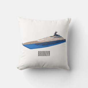 Yacht cartoon illustration kissen