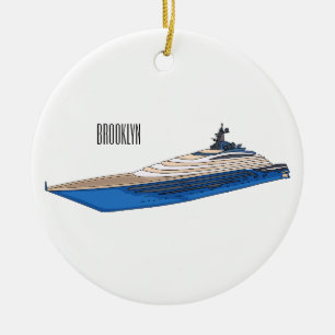 Yacht-Cartoon Keramik Ornament