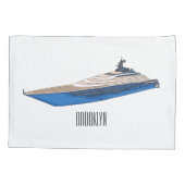 Yacht-Cartoon Kissenbezug (Rückseite)