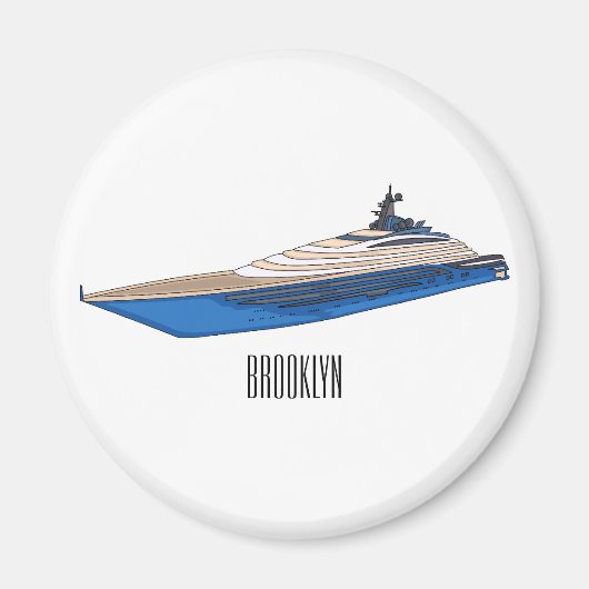 Yacht-Cartoon Magnet (Vorne)