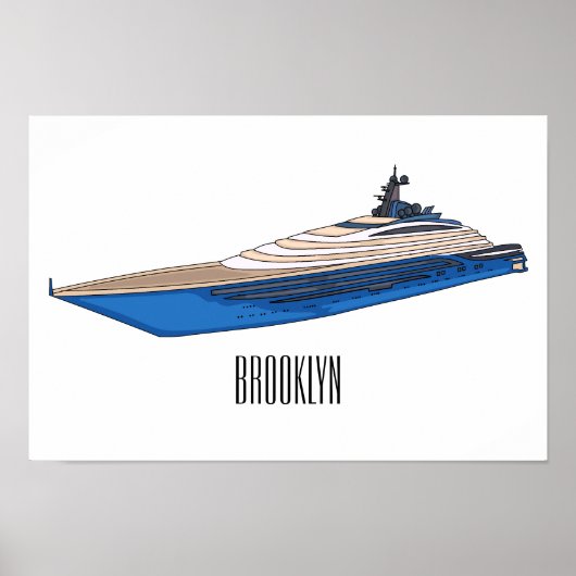 Yacht-Cartoon Poster (Vorne)