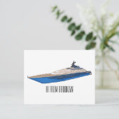 Yacht-Cartoon Postkarte (Stehend Vorderseite)