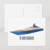 Yacht-Cartoon Postkarte (Vorne/Hinten)