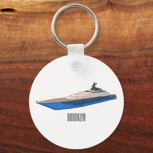 Yacht-Cartoon Schlüsselanhänger (Vorderseite)