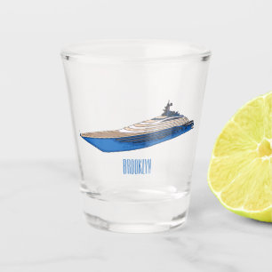 Yacht-Cartoon Schnapsglas