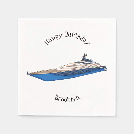Yacht-Cartoon Serviette (Vorderseite)