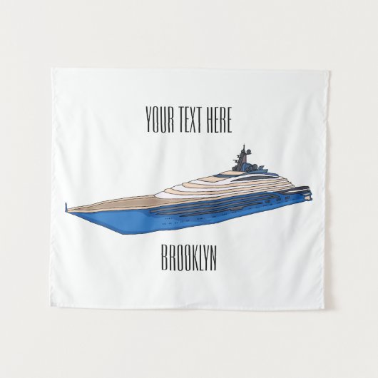 Yacht-Cartoon Wandteppich (Vorderseite (Horizontal))