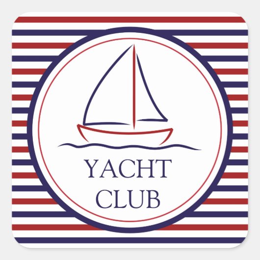 Yacht Club Quadratischer Aufkleber (Vorderseite)