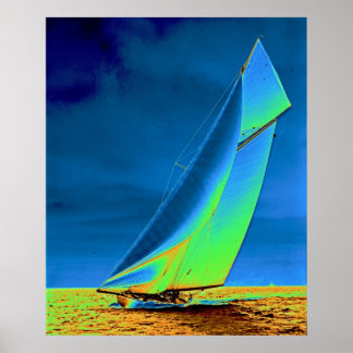 Yacht Columbia 1901 koloriert Poster