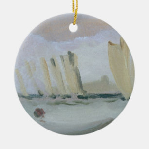 Yacht das Laufen auf dem Solent, vorher Keramikornament