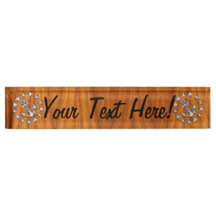 Yacht-Flaggen-Zeichen auf Seeteakholz-hölzernem Namensplakette