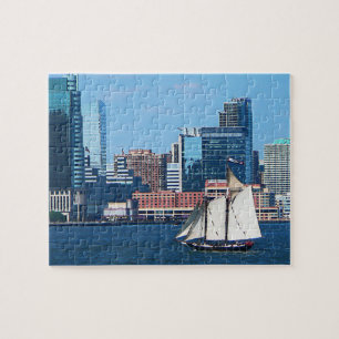 Yacht gegen Manhattan Skyline Puzzle