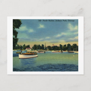 Yacht Harbour, Jackson Park, Chicago Vintag Postkarte