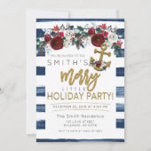 Yacht Holiday Party Schöne Weihnachtsstreifen Einladung (Vorderseite)