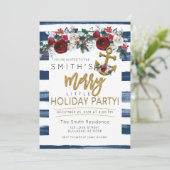 Yacht Holiday Party Schöne Weihnachtsstreifen Einladung (Stehend Vorderseite)