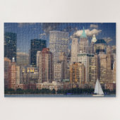 Yacht Hudson New York City Manhattan Skyline USA Puzzle (Horizontal)