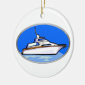Yacht im Oval Keramik Ornament (Links)