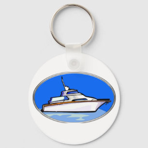Yacht im Oval Schlüsselanhänger